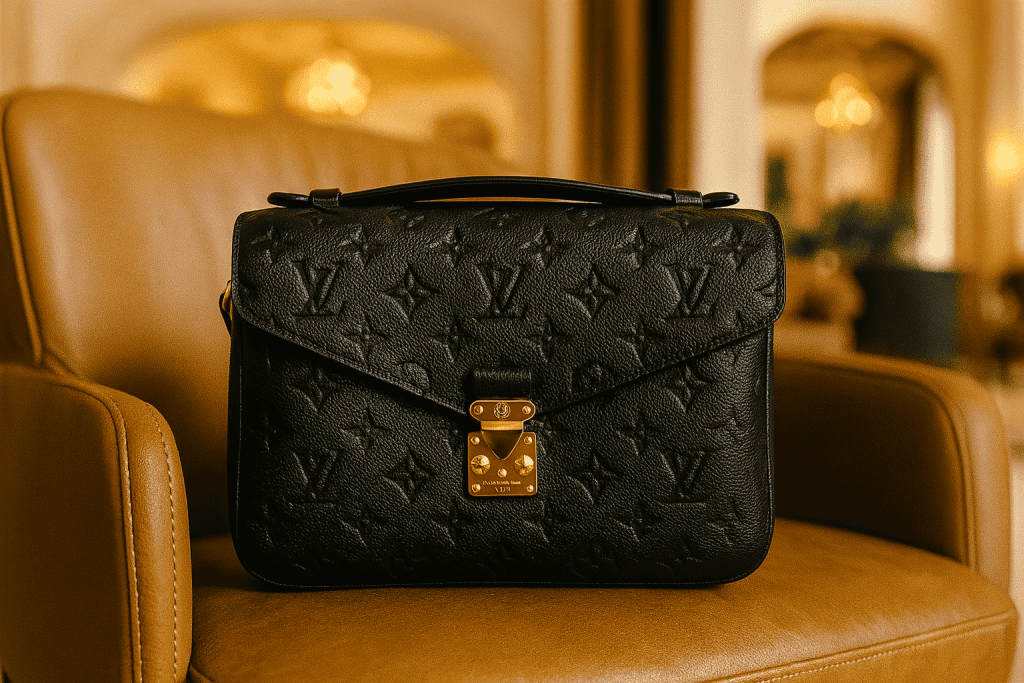 Pochette Metis Louis Vuitton Crossbody Tasche Empreite Leder schwarz