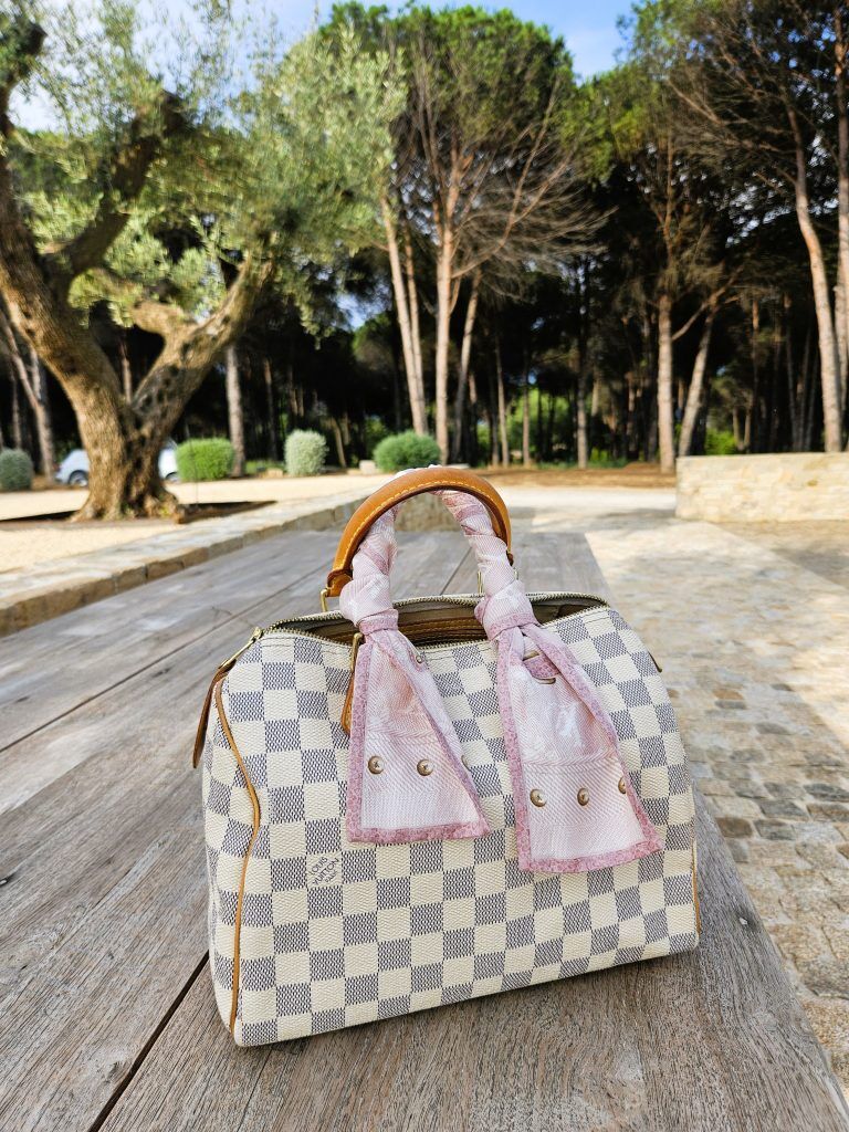 Louis Vuitton Speedy Damier Azur mit Louis Vuitton Bandeau