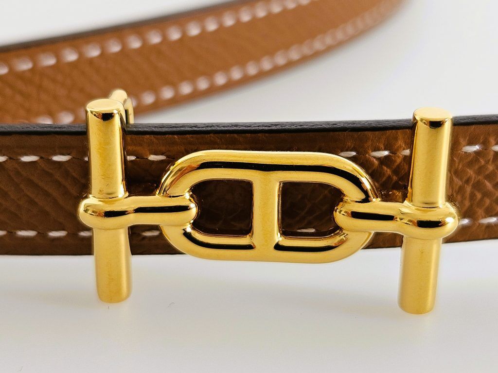 Schnalle Hermes Gürtel schmal gold